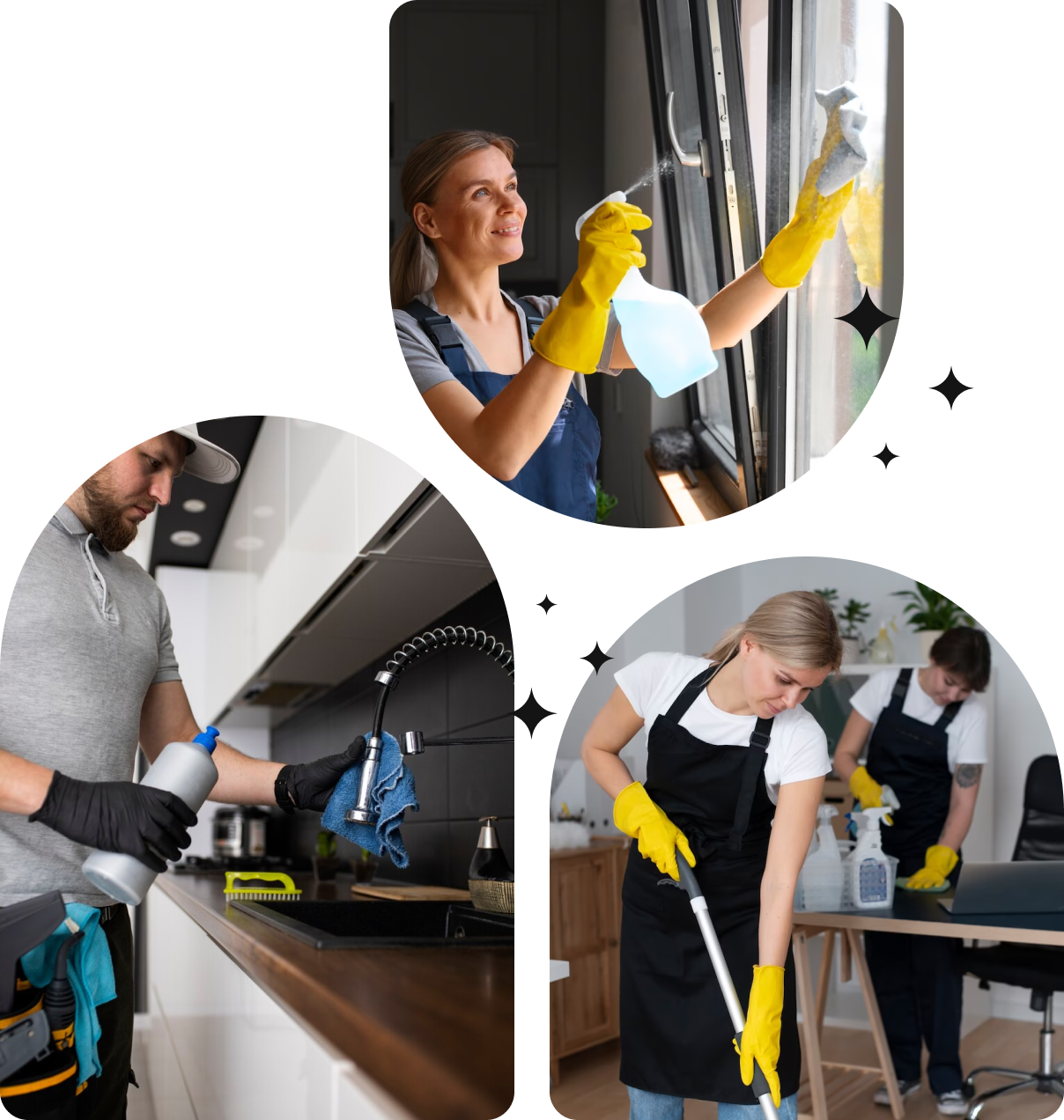 three pictures of how cleaning services